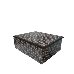 Baú Mdf Médio Preto e Amarelo