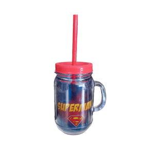 Caneca Superman de Acrílico com Canudo