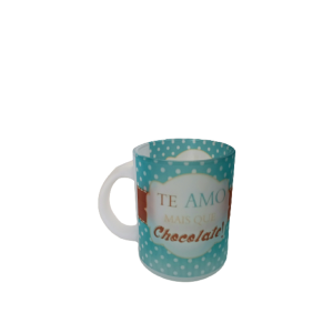 Caneca de Vidro Transparente- Te Amo Mais Que Chocolate