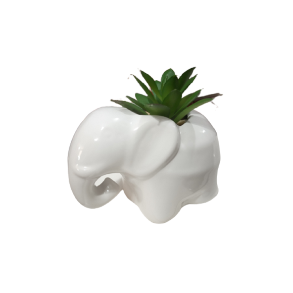 Vaso Porcelana Elefante Com Planta