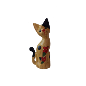 Gato Decorativo Amarelo Com Flor