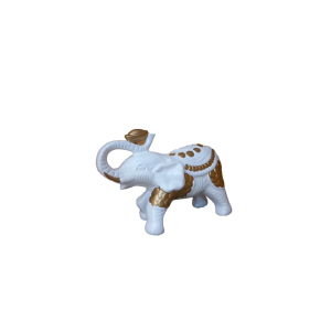 Elefante Branco e Dourado Decorativo