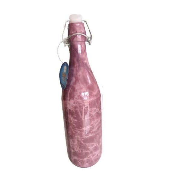 Garrafa de Vidro marmore rosa de 1 Litro