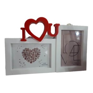 Porta retrato duas fotos branco