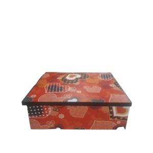 Baú MDF pequeno Vermelho com corações