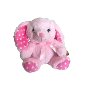 Coelho de Pelúcia Rosa com Bolinhas 23 cm