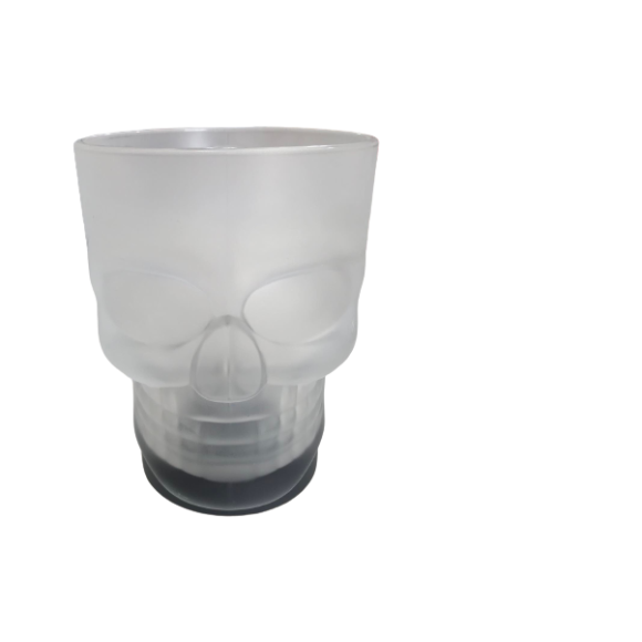 Caneca de Caveira de Vidro com Fundo Preto