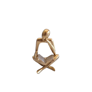 Estátua De Leitura Dourada 