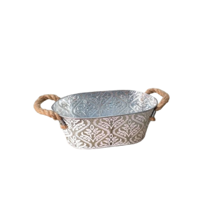 Cachepot De Metal Alça Com Corda