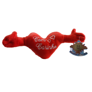 MINI CORACAO DE PELUCIA VERMELHO COM CARINHO