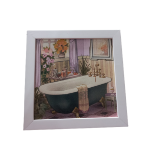 Quadro de Madeira Quadrado Banheiro